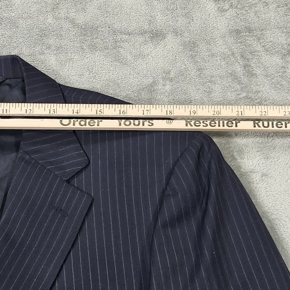 Canali Blazer‎ Mens 44 Made in Italy Blue Pinstripe Wool 2-Button Suit Jacket